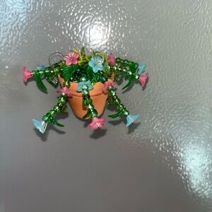 **SOLD OUT** Miniature Beaded Flower Pot Fridge Magnet “Forever” Plant
